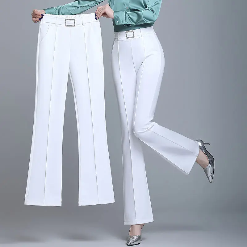 

2024 Women's Spring Autumn Fashion High Waist Slim Trousers Female Solid Color Suit Pants Ladies Long Straight Casual Pants Y712