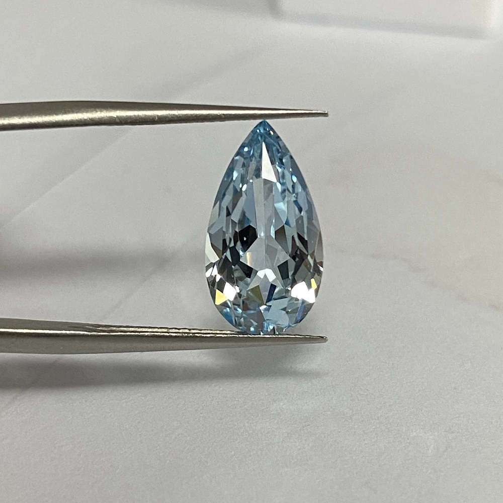Meisidian Hot Sale Drop Shape 5 Carat 8x15mm Lab Santa Maria Aquamarine Loose Gemstnoe For Ring Making