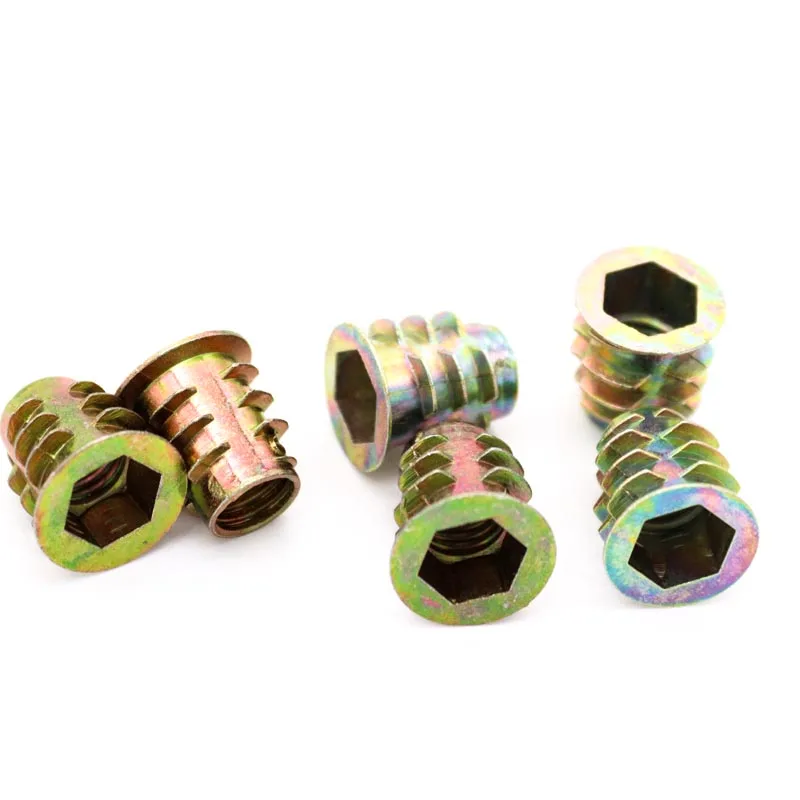M4 M5 M6 M8 M10 Metal Hexagon Hex Socket Allen Head Embedded Insert Nut E-Nut for Wood Furniture Inside and Outside Thread 10pcs hexagon nuts threaded insert nut insert nut furniture t nut inserts