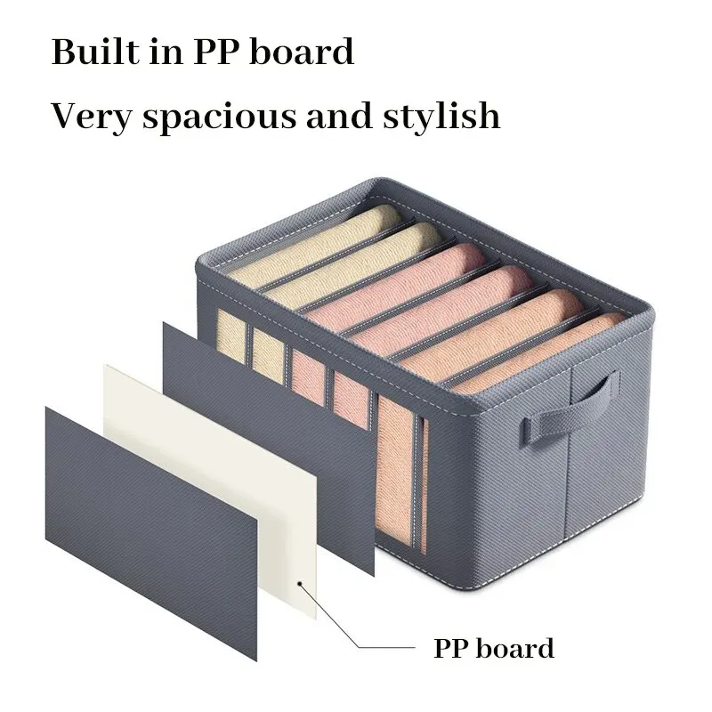 1pc Grey Nonwoven Fabric with Partition Clothing Storage Box Household Wardrobe Organization and Storage 5