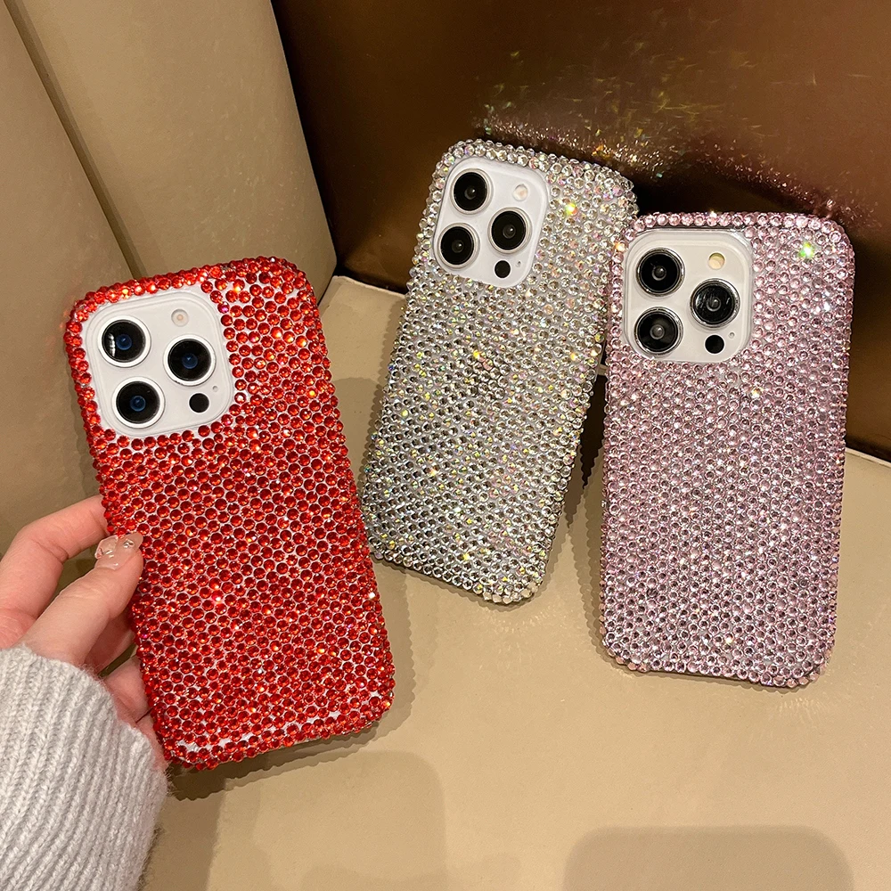 Niedliche Glitzer-Bling-Diamant-Kristall-Handyhüllen für iPhone 16 15 14 13 12 17 18 Pro Max 16 Plus 11 Air Stoßfeste Rückseiten-Abdeckung