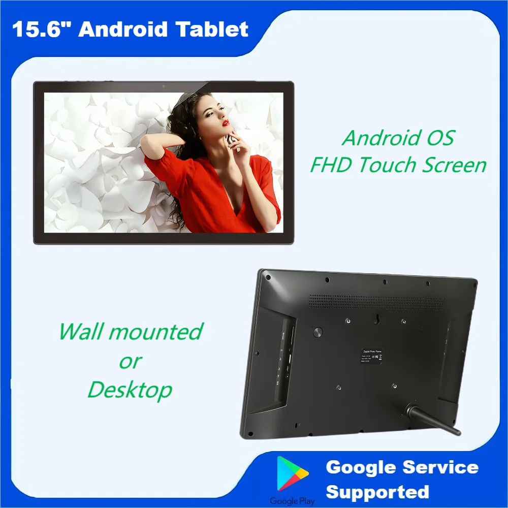 

15.6 Inch Android Industrial Tablet with 5MP Camera Desktop Advertising Machine Media Player Wall Mount FHD Monitor VESA HDMI