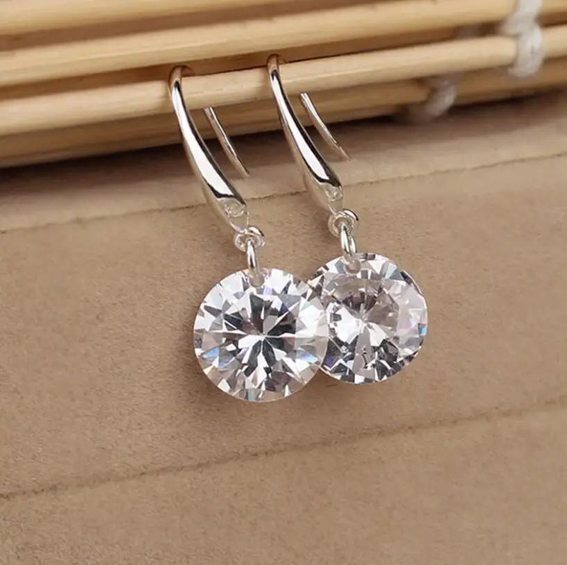 Orecchini Pendenti Donna Moissanite 1,10Ct Taglio Rotondo - Placcati Oro Giallo 14K, Argento 925