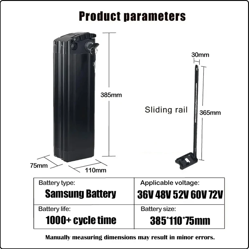 36v 48v 52v Silver Fish 60v 72v 20 30 40 50 60ah Lithium Battery EBike Akku Accu Electric Bicycle 500w 750w 1500w 2000wBatterie 2