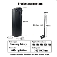 36v 48v 52v Silver Fish 60v 72v 20 30 40 50 60ah Lithium Battery EBike Akku Accu Electric Bicycle 500w 750w 1500w 2000wBatterie 2