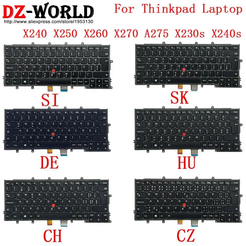 Orig hu de gr Sws ch sk cb si cz cs Qwertz Teclado Backlight para Lenovo Thinkpad X270 A275 X250 X260 X240 s X230s Laptop Novo