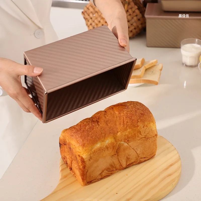 

1Pcs Rectangle Loaf Pan with Cover Bread Baking Mould Cake Toast Non-Stick Toast Box with Lid Aluminized Steel Bread Mould