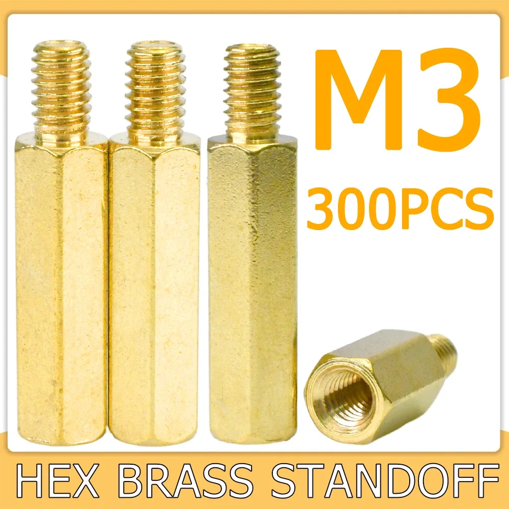 300pcs M3 Hex Brass Standoffs Motherboard Spacer Male Female Board Rack Stud Hexagon Threaded Pillar PCB Column Bolt Screws