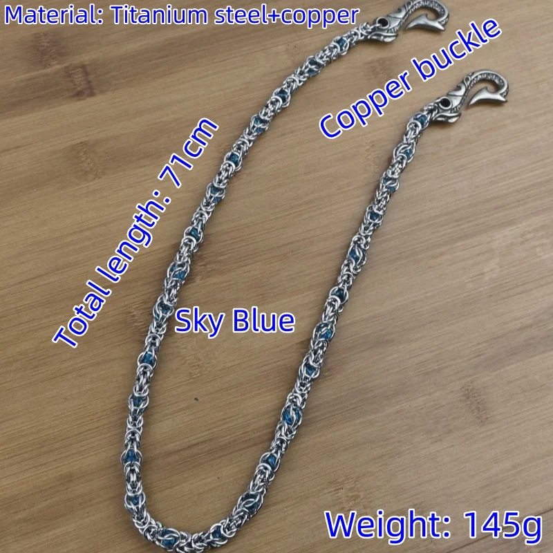Modische, schlichte, zweilagige Klemmperlen, Biker-Kette, Schafslederhülle, Hip-Hop-Punk-Stil, Schlüsselanhänger für Herren, Y2K-Hosenkette, Accessoire – Detail 5