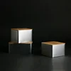 1pcs Square Metal Tea Packaging Box With Bamboo Lid Money Coin  Neatening Candy Key Silver Storage Empty Boxes Pill Organizer 5
