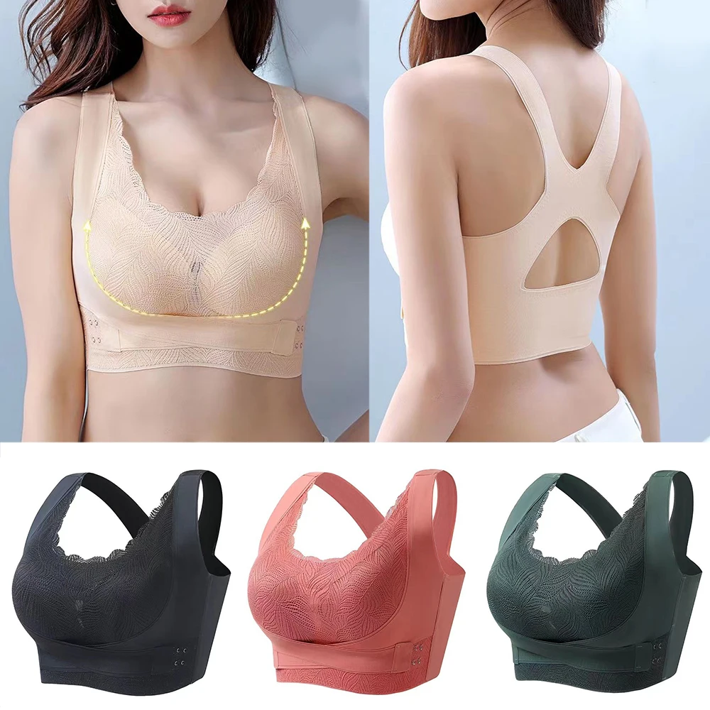 

Soft cotton cups Push Up Bra breathable women wireless underwear lace strap tank leaves top plus size bra