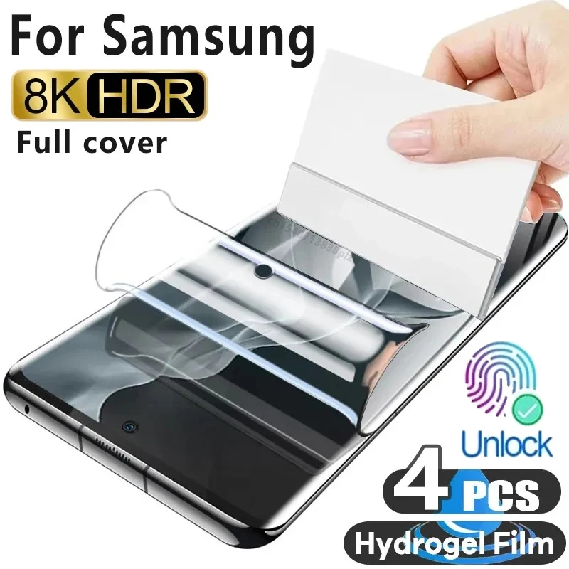 Película de hidrogel para Samsung Galaxy, Protector de pantalla para Samsung Galaxy S24, S23, S22, S21, S20 Ultra, S23, S21, S20 FE, S24 Plus, 4 unidades