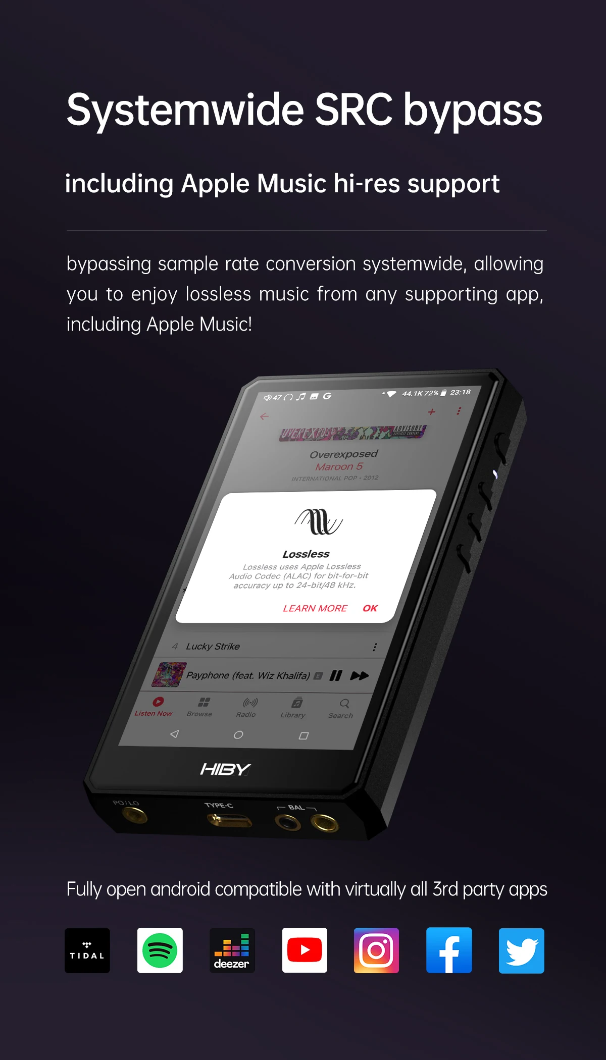 HiBy R5 II/ R5 GEN 2 HiFi Audio Music Player MP3 USB DAC ClassA Bluetooth WIFI MQA DSD For iOS Mac Windows Android Google Play