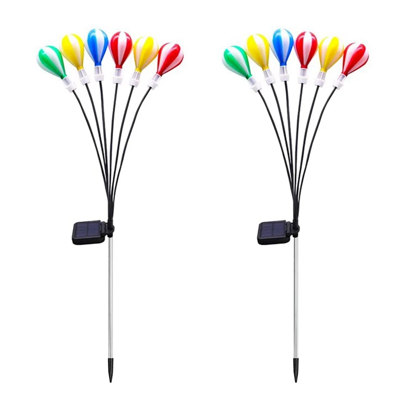 

2 PCS Hot Air Balloon Solar Lights Waterproof, Wind Swaying Decorative Outdoor Lights For Backyard Lawn