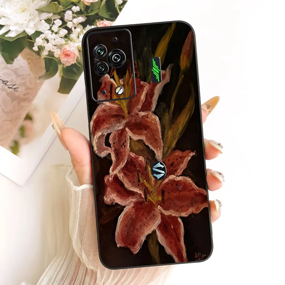 Cute Cat & Butterfly Design Silicone Case - Black Shark 5 Pro