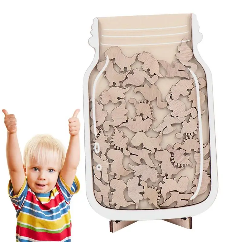 

Star Dinosaur Reward Jar Routine Training Reward System Reward Board Wooden Children Kids Reward Dinosaur Incentive Jar For