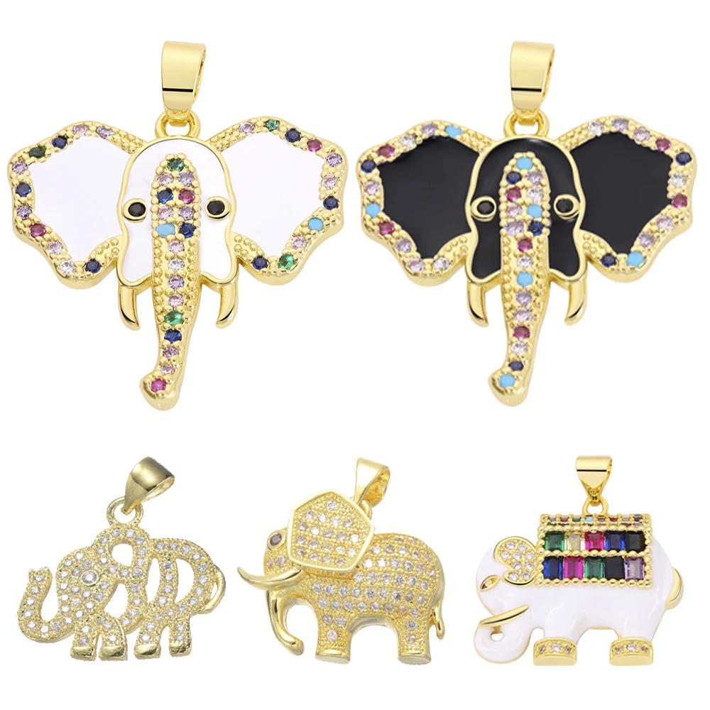 Cute Elephant Charms Zircon 18k Real Gold Plated Boho Elephant