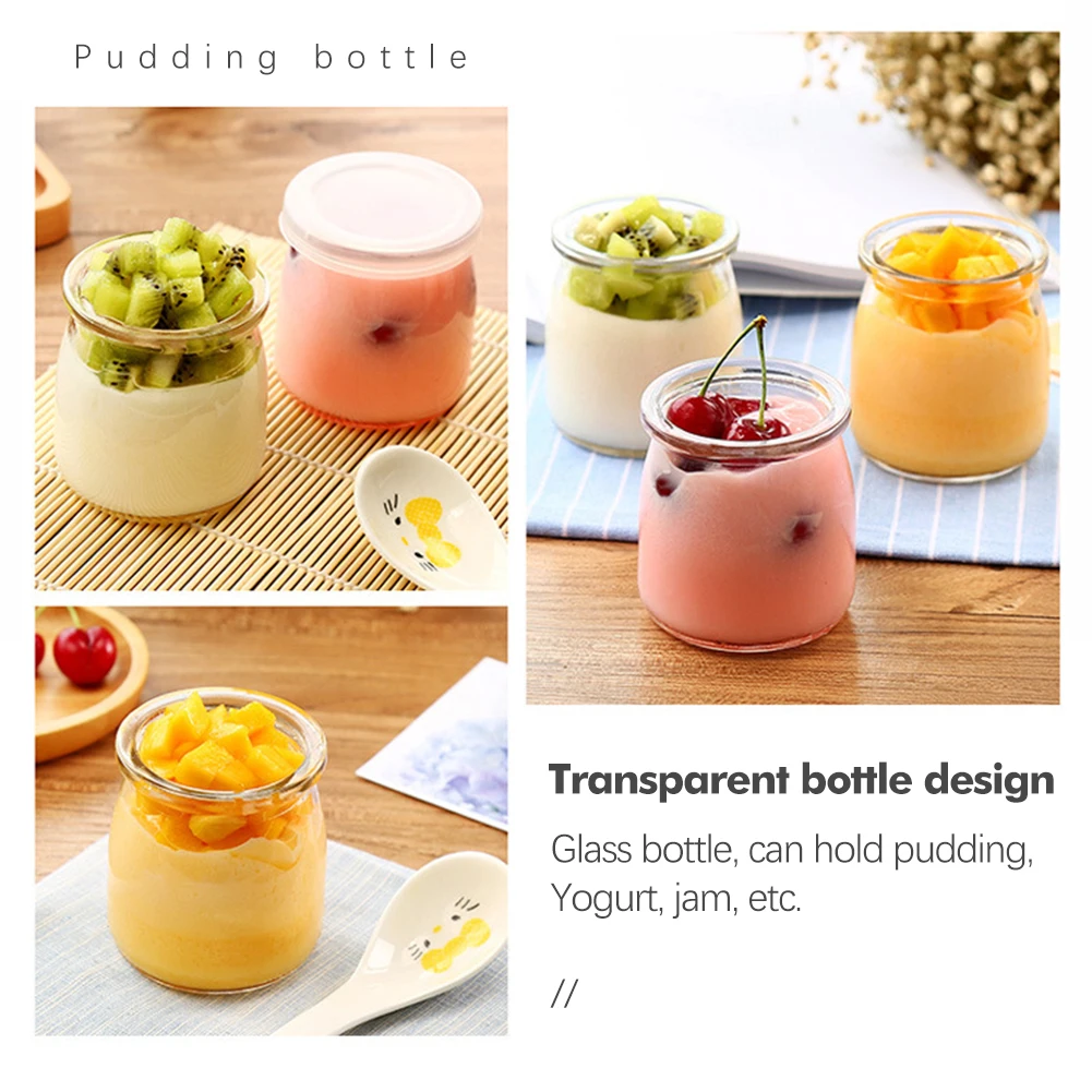 5pcs Pack 100ML/200ML Wishing Bottle Honey Yogurt Pudding Glass Bottle Mini Cup Jelly Milk Baking Food Storage Container 2
