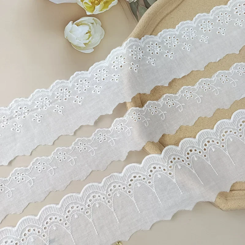15 야드 화이트 코튼 레이스 리본 DIY 수제 공예 패브릭 중공 꽃 자수 레이스 테이프, 홈 섬유 장식