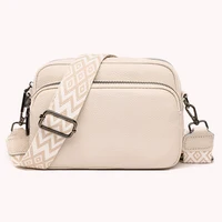 Sac à bandoulière en cuir véritable pour femmes, large sangle, couleur unie, sacs à main Design de luxe, sac pour téléphone portable 1
