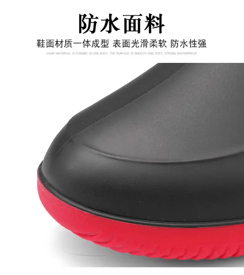 Men Rain Shoes Plush Warm Winter Outdoor Waterproof Work Shoes Non