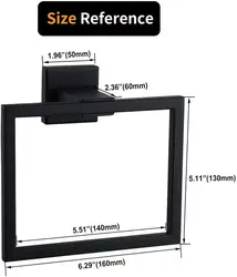 Sleek Nordic Black Stainless Steel Towel Ring Hanger ( Black Square)
