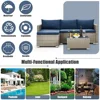 Outdoor Patio Furniture Sets, All-Weather Sectional Sofa with Tempered Glass Table, 3 Pieces Patio Wicker Couch for Garden 6