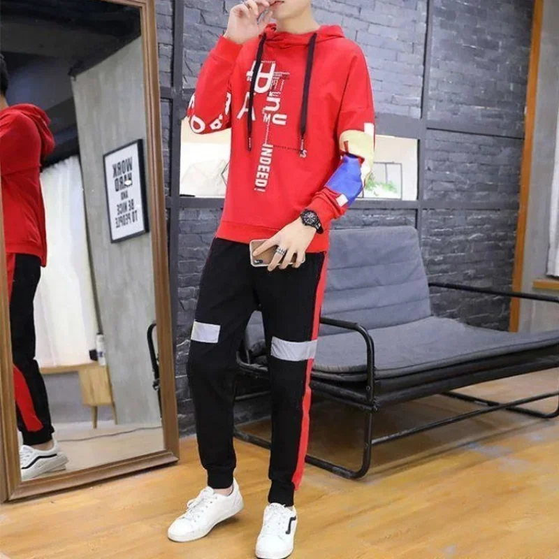 Pants Sets Kpop Chic Clothes for Men Top Slim Fit Casual Stretch Basic Cool Male T Shirt Summer Sweatshirt Sportswear 2023 Trend