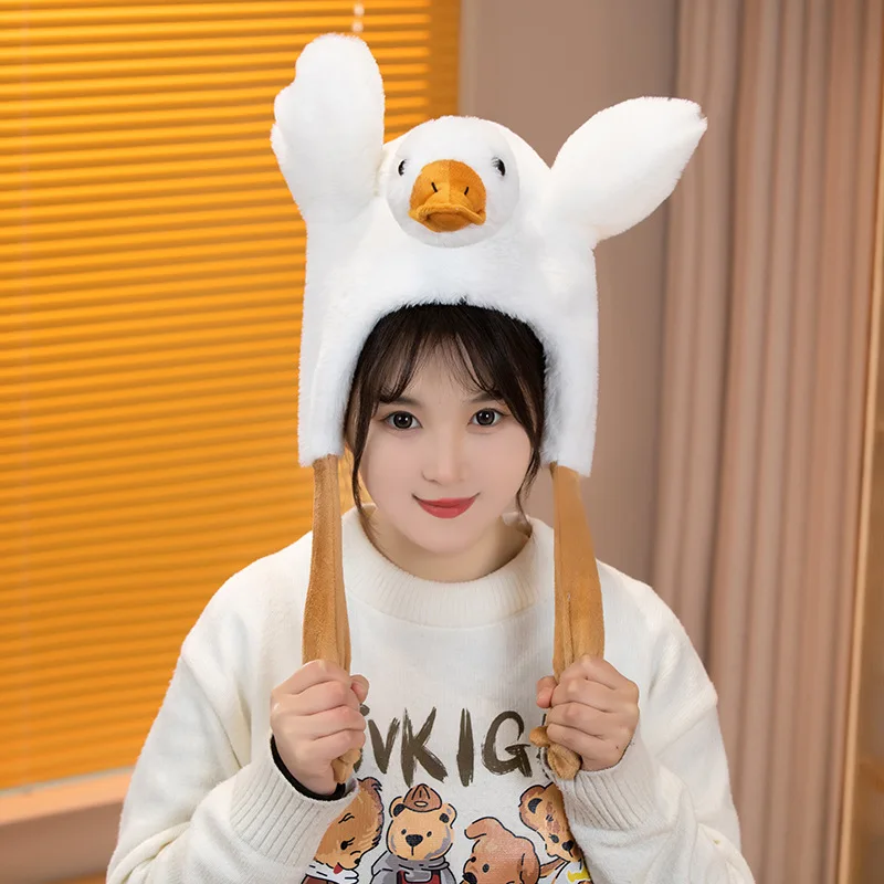 Ear Moving Hat Goose Duck Jumping with AirBag Hat for Halloween Xmas Costume Gift for Kids Adult party supplies plush hat toys