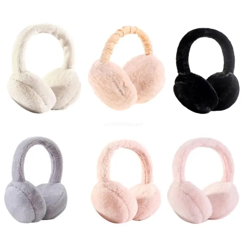 

Women Men Winter Warm Faux Furry Earmuffs Headband Outdoor Windproof Solid Color Foldable Ear Covers Hair Dropship