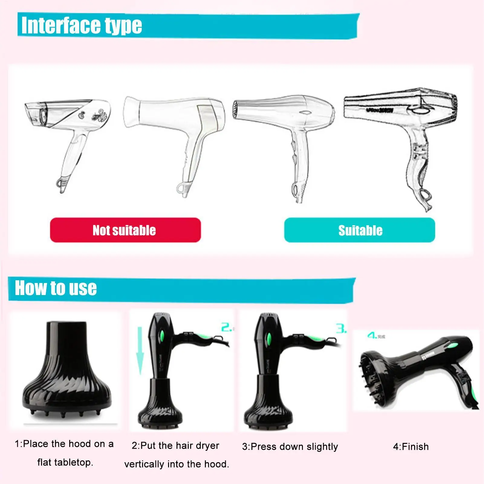 Universal Barbershop Hairdryer Diffuser Cover Black Curling Hair Dryercover Barber Hair Diffuser Salon Home Curly Styling Tools
