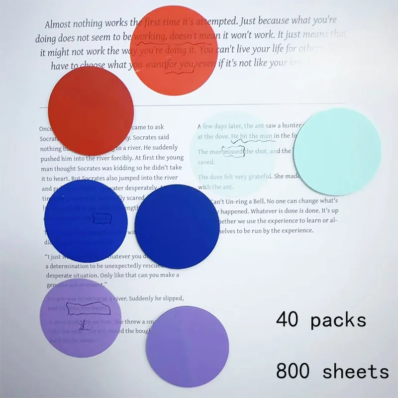 

KindFuny 40 Colors 800 Sheets Transparent Sticky Note Stickers Waterproof Clear Notepad School Stationery Office
