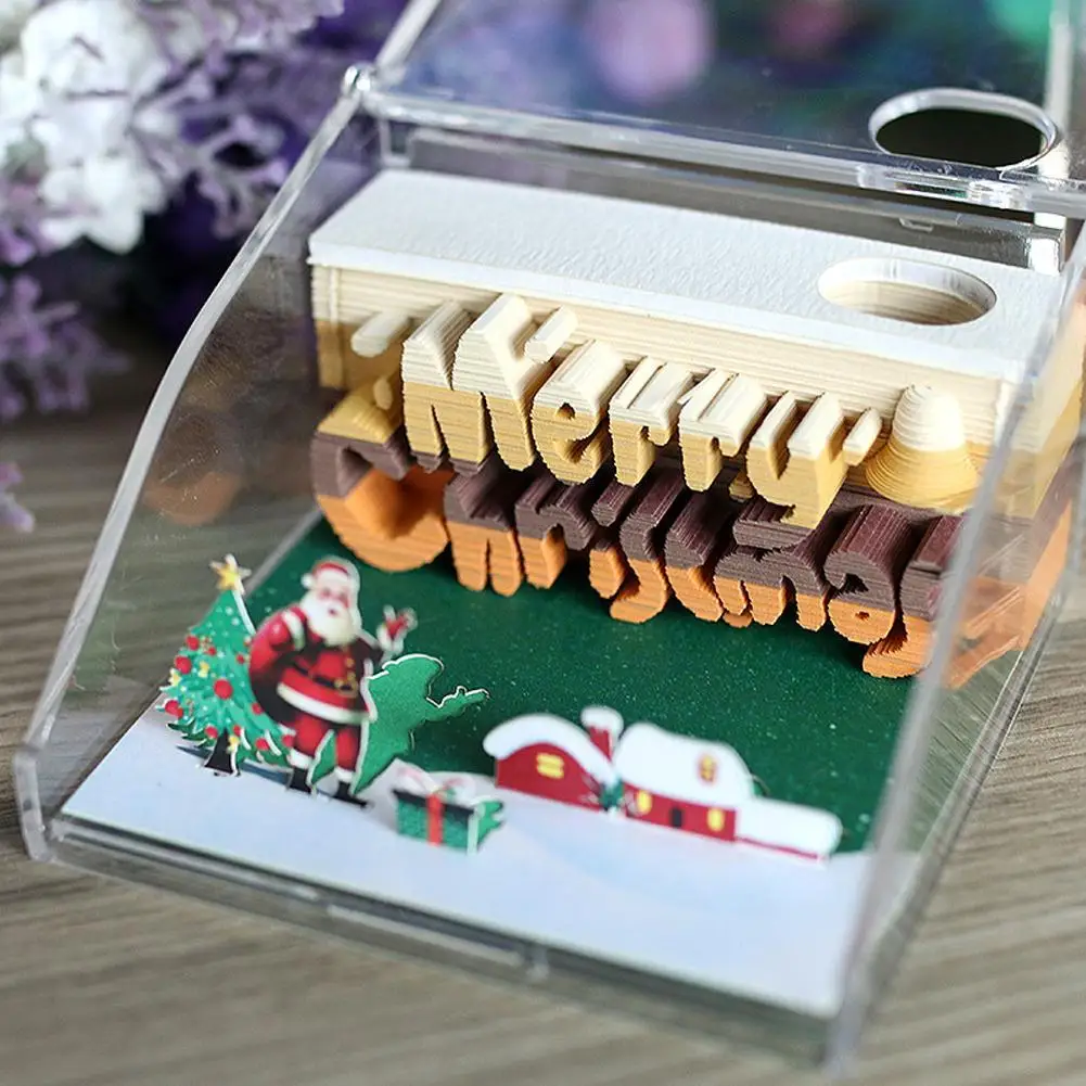 

Christmas 3D Sticky Notes Creative Hand-tear Paper Carving Crafts Home Study Office Desktop Decorations Ornaments Student Gifts