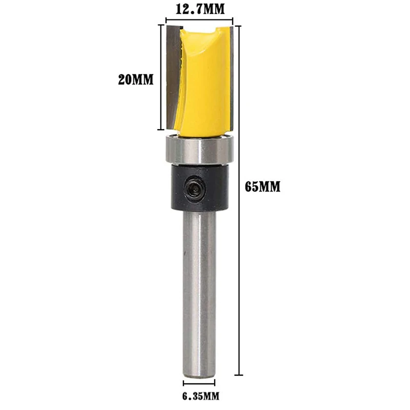 3Pcs 1/4 inch Shank Flush Trim Router Bits Pattern Template Router Bit Set Woodworking Top Bearing Milling Tools