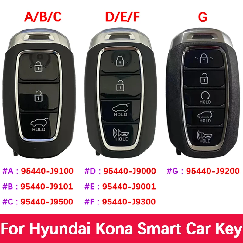 Clé intelligente à 3/4/5 boutons, 433Mhz, originale, pour Hyundai Kona Fob J9500