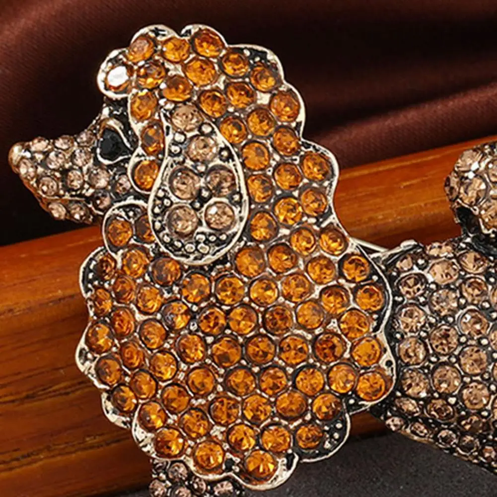 KristLand Cute Poodle Dog Brooch For Women — Colorful Crystal Rhinestone Animal Corsage Lapel Pin, Gift For Pet Lovers