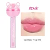 24Pcs 2 IN 1 Lip Balm Lip Oil Set Lollipop Fruit Flavored Transparent Natural Moisturizing Lip Gloss Girls Lips Care Bulk 6
