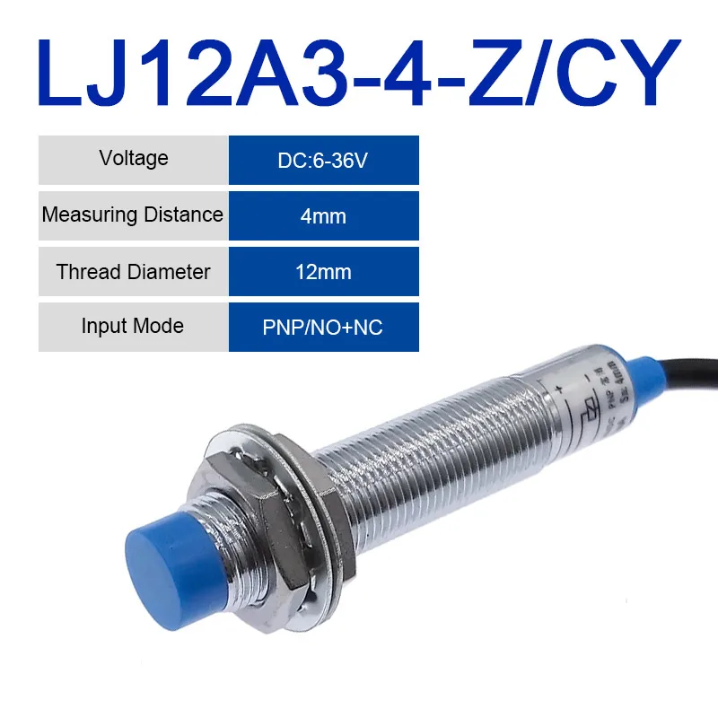 LJ12A3-4-Z/BY 12mm Approach Sensor Inductive Proximity PNP NO Switch DC 6-36V 