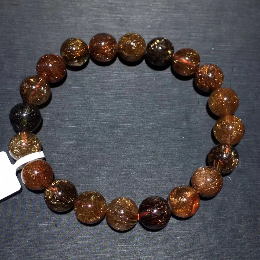 

Браслет из НАТУРАЛЬНОЙ МЕДИ рутилированный кварц 10 мм, ювелирные изделия для женщин и мужчин, подарок на богатство, Кристалл Рейки, бусины из драгоценных камней AAAAA