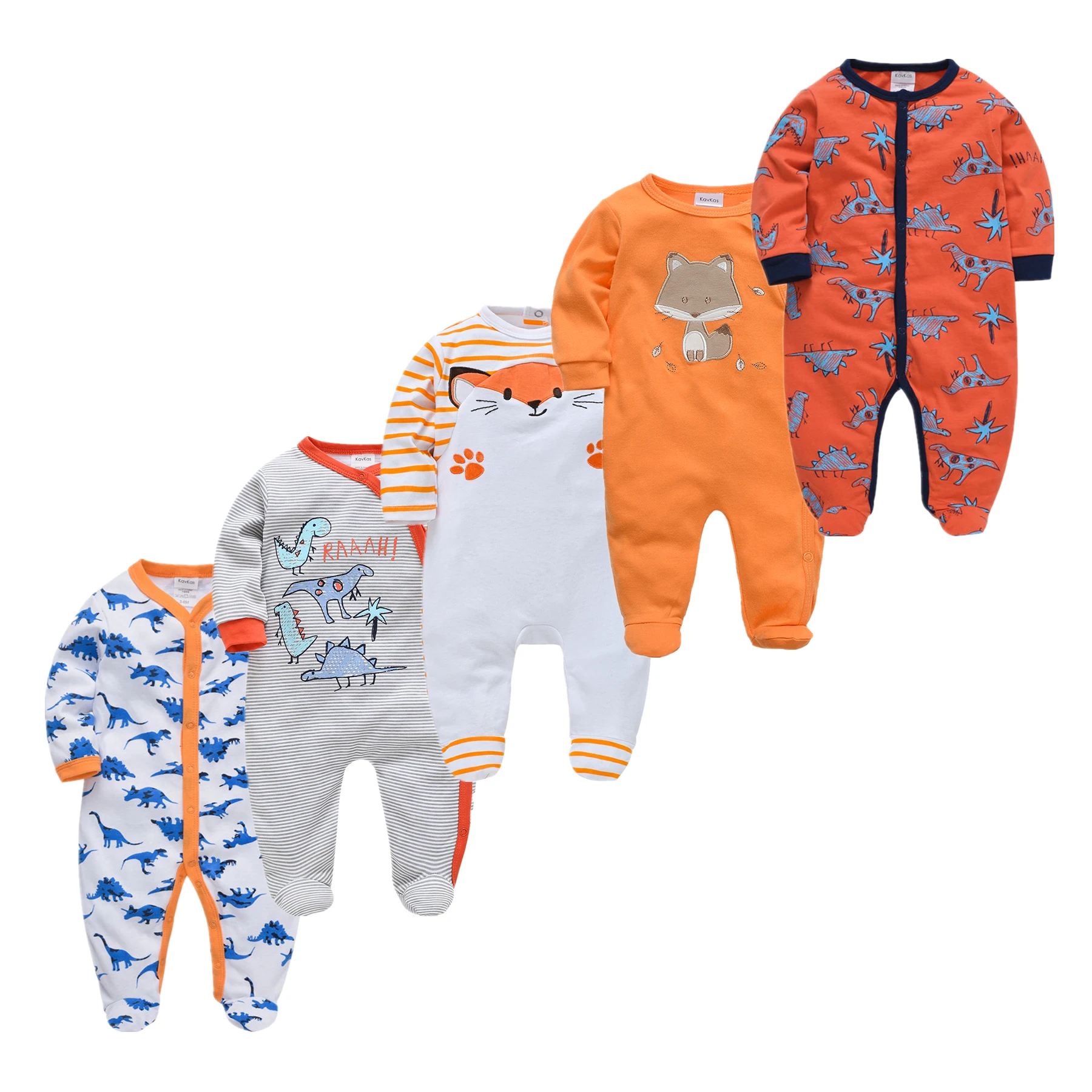 Baby Boys Jumpsuits Ropas Infant Cartoon Pajamas Long Sleeve Spring Toddler Clothes 5/3Pcs Newborn Boy Girl Onesie 100% Cotton