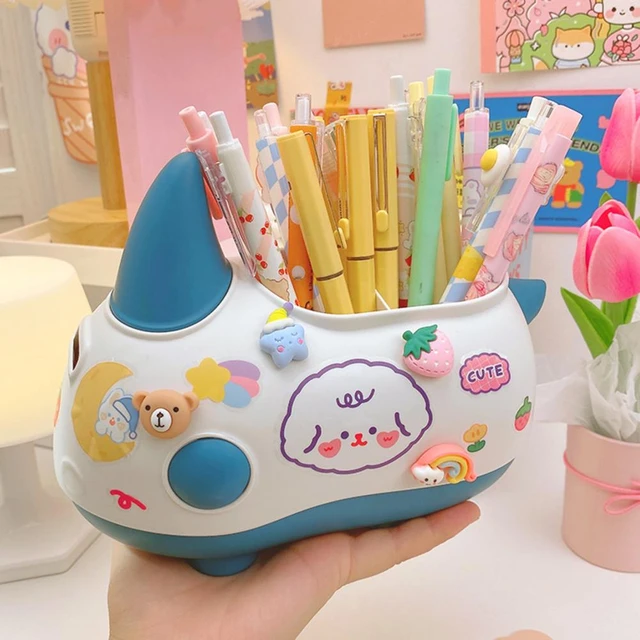 Kids Pencil Holder Organizer Cute Cartoon Rhino Desk Organizer