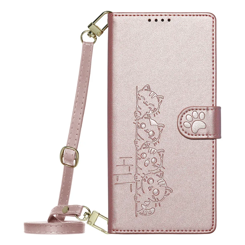 Luxury Leather Wallet Phone Cover with Strap