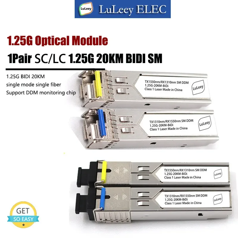 1 Paio 1.25G Sc 20Km Gigabit Sfp Sm Simplex Lc Modulo Ottico In Fibra Ddm Compatibile Con Switch Cisco/Mikrotik Ubiquiti Gigabit