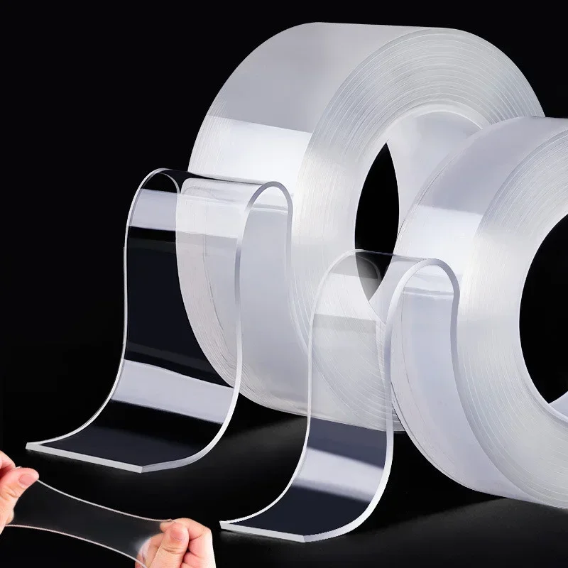 1mm Tape Waterproof Wall Adhesive Reusable Heat-resistant Bathroom Home Improvement Non-trace Transparent Double-sided Nanotape