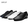 Diplip Men Latin Dance Shoes Modern Tango Salsa Leather Ballroom Shoes Square Heels Children Man Sneaker Jazz Back White Color 1