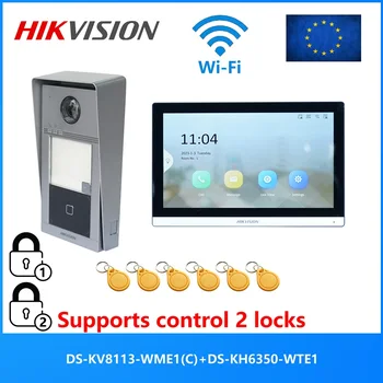 HIKVISION Video intercom KIT,control 2 locks,include DS-KV8113-WME1(C) & DS-KH6350-WTE1, support RFID card,Cloud App,Support PoE 1