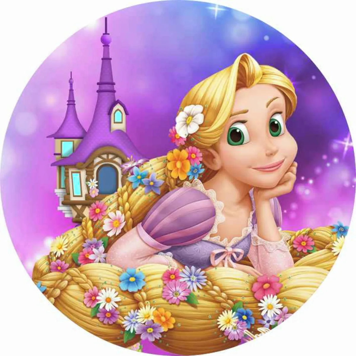 Toile de fond ronde princesse raiponce blonde pour fille, décor joyeux  anniversaire, couvertures de bannière de Table de bonbons - AliExpress, image size:1200x1200