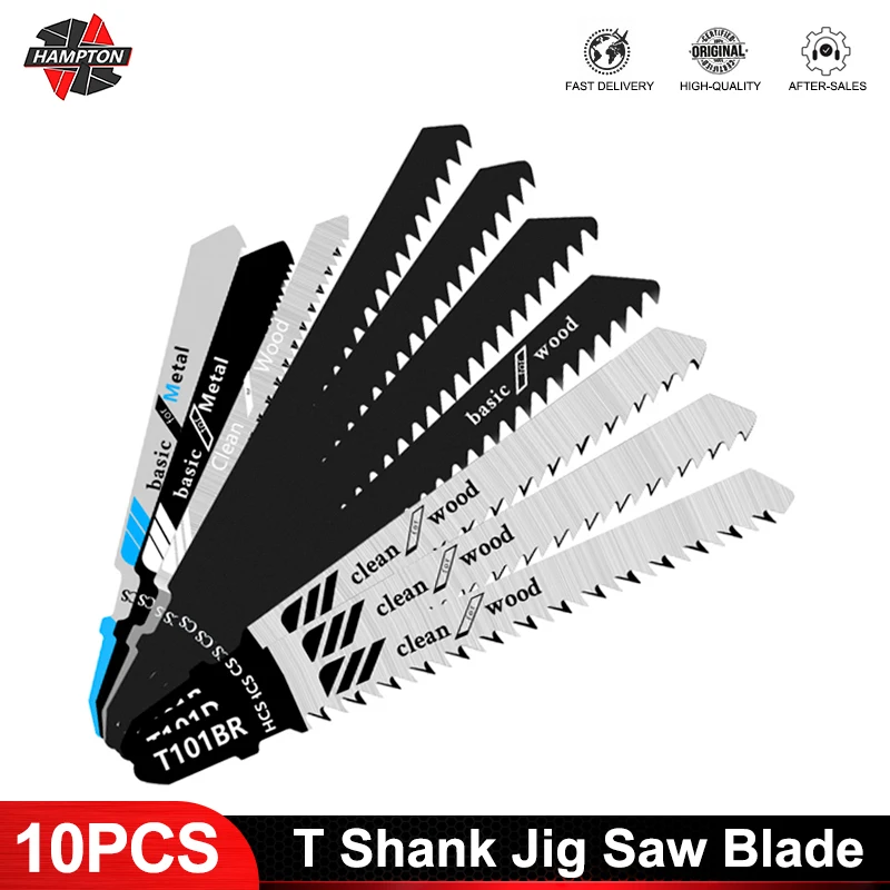 HAMPTON Jig Saw Blade 10pcs T Shank Jigsaw Blade for Wood Metal Cutting