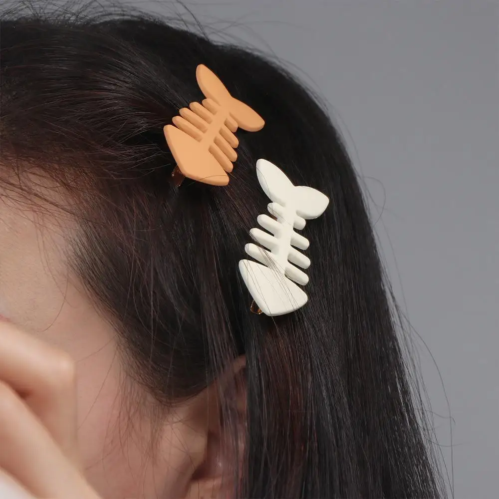 Cute Animal Fish Bone Hair Clip Plastic Headwear Geometry Hair Accessories Y2k Hairpin Hair Ornament
