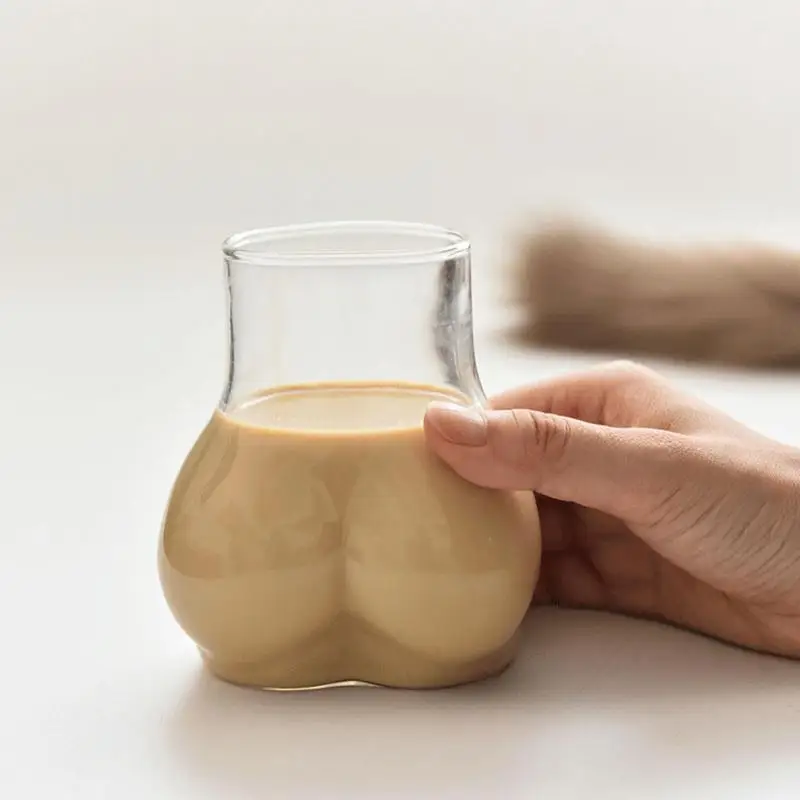 Butt Shaped Mug 450ml Transparent Borosilicate Glass Coffee Mug Portable Glass Cup for Water Milk Coffee Cocoa Funny Drinking 3